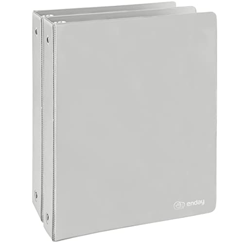 3 Ring Binder 1.5 Inch Grey, 1 ½ inch Binder Clear View Cover with 2 Inside Pockets, Colored School Supplies Office and Home, 2 Pack – by Enday