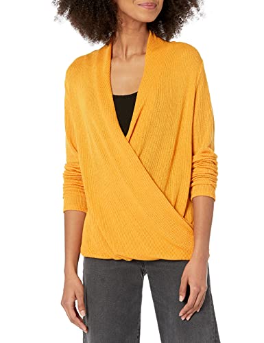 Cable Stitch Women's Lightweight Long Sleeve Wrap High/Low Knit Top