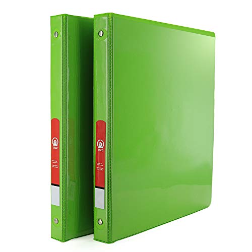 1/2" 3-Ring View Binder with 2-Pockets - Available in Lime Green - Great for School, Home, & Office (2-Pack) - by Emraw