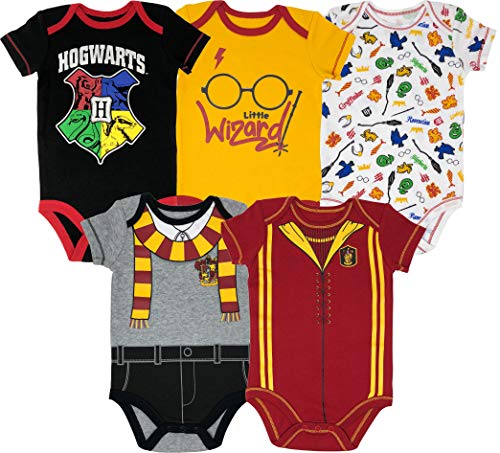 WARNER BROS Harry Potter Baby Boys' 5-Pack Bodysuits Hogwarts Gryffindor (6-9 Months)