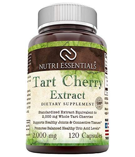 Nutri Essentials Tart Cherry Extract Capsules - Anti-Inflammatory, Anti-oxidant Joint Support - Promotes Healthy Uric Acid Levels - Supports Regular Sleep Cycle -120 Count, 2000 Mg