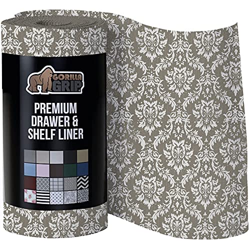 Book Cover Gorilla Grip Smooth Surfaced Top Slip Resistant Drawer and Shelf Liner, Non Adhesive Water Resistant Roll, Plastic Liners for Kitchen Cabinet Shelves Drawers and Desks, 12 Inch x 20 FT, Beige Cream
