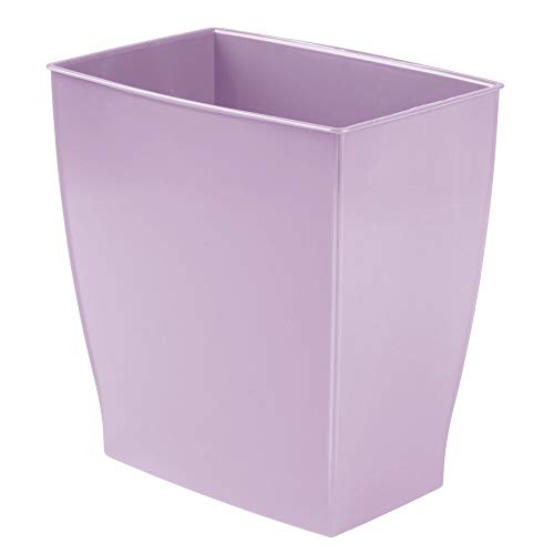 mDesign Rectangular Trash Can Wastebasket, Small Garbage Container Bin for Bathrooms, Powder Rooms, Kitchens, Home Offices - Shatter-Resistant Plastic - Wisteria Purple