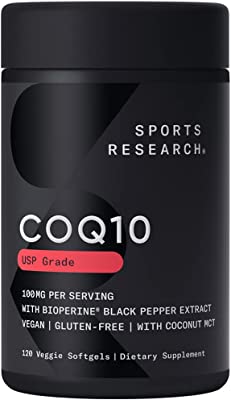 CoQ10 with Organic Coconut Oil & Bioperine for Better Absorption | Vegan Certified and Non-GMO Verified | 120 Veggie-gels, 3 Month Supply!