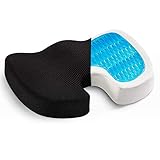 Seat Cushion w/Gel - Car Seat Butt Pillow, Hip Support for Office Chair and Wheelchair - Coccyx Orthopedic Gel Memory Foam Pad for Tailbone, Sciatica, Back Pain Relief - Breathable, Black