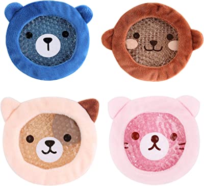 FOMI Premium Kids Hot Cold Ice Packs | 4 Pack | Soft Colorful Sleeves | Fun Animal Designed Children Gel Bead Wrap | Pain Relief for Kids Boo Boos, Fever, Wisdom Teeth, Tired Eyes, Headaches