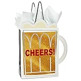 Hallmark 9" Medium Gift Bag with Tissue Paper (Cheers! Beer Mug) for Christmas, Father's Day, Birthdays, Graduations, Promotions, New Jobs or Any Occasion
