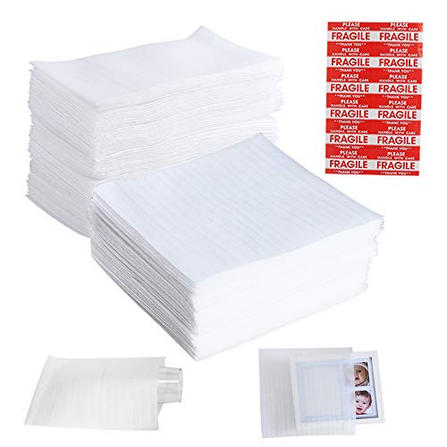 70 Pack Foam Wrap Cushion Pouches(12"x 12", 30 Pack & 7.5"x 12", 40 Pack)- 0.75mmThickness, Extra 5 Pack Fragile Stickers(60 pcs) - Protect Dishes, Glasses, Porcelain & Fragile Items by ZMYBCPACK