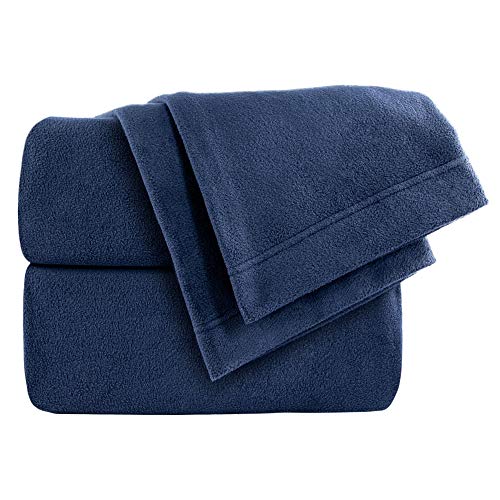 Cozy Fleece Microfleece Sheet Set, Queen, Navy