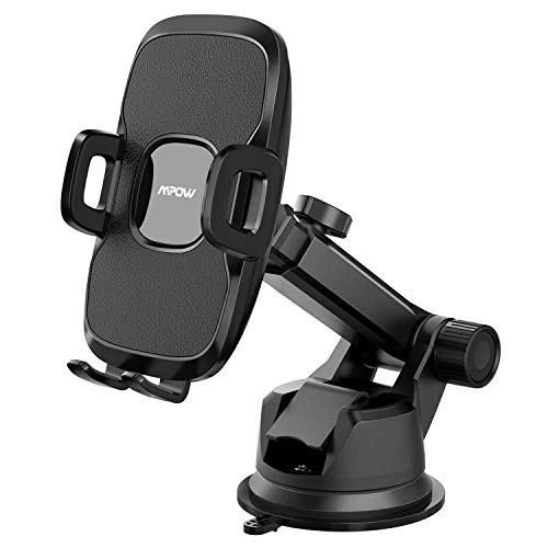 Mpow Car Mount Holder, Universal Dashboard Car Phone Mount, Windshield Car Phone Holder, Washable Gel Pad Compatible iPhone XR,XS Max,X,8, Galaxy S10,S9,S8,S7, Google, One Plus, Moto, Black