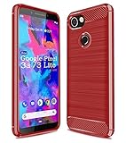 Pixel 3a Case,Google Pixel 3 Lite，Sucnakp TPU Shock Absorption Cell Phone Cases Technology Raised Bezels Protective Cover for Pixel 3 a Phone (Red)