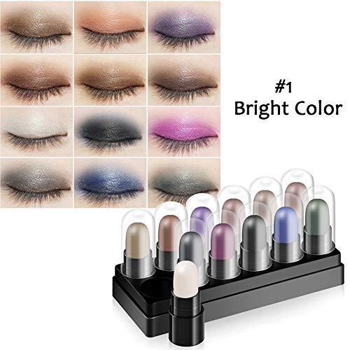 Eyeshadow Stick Set 12 Colors Glitter Eyeshadow Sticks Long Lasting Waterproof Shimmer Eyeshadow by Cutelove