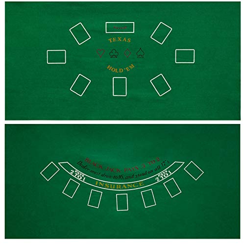 GSE Games & Sports Expert 36x72-Inch Blackjack/Craps/Roulette/Texas Holdem/Baccarat Casino Table Top Felt Layout Mat (Texas Holdem & Blackjack)