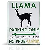 Llama sign - Llama Decor and Stuff, Funny No Prob Llama Parking Only Sign Bedroom Wall Decorations