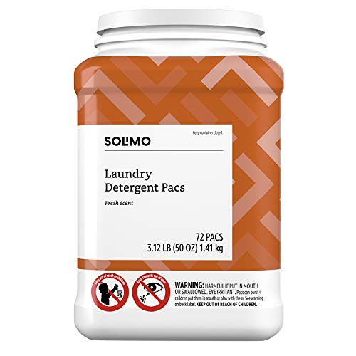 Solimo Amazon Brand Laundry Detergent Pacs, Fresh Scent, 72 Count