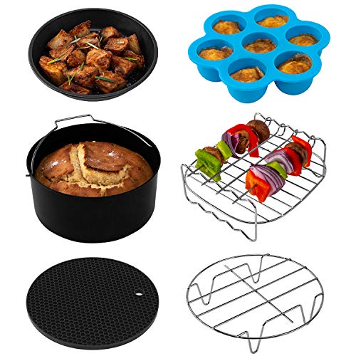 COSORI Air Fryer Accessories (C137-6AC), Set of 6 Fit all 3.7, 4.2QT Air Fryer, FDA Compliant, BPA Free, Dishwasher Safe, Nonstick Coating