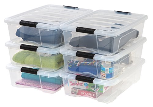 IRIS 26 Qt. Stack & Pull Plastic Storage Box, Clear- (Available in Case of 6)