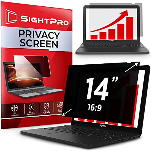 SightPro 14 Inch Laptop Privacy Screen Filter for 16:9 Widescreen Display - Computer Monitor Privacy and Anti-Glare Protector