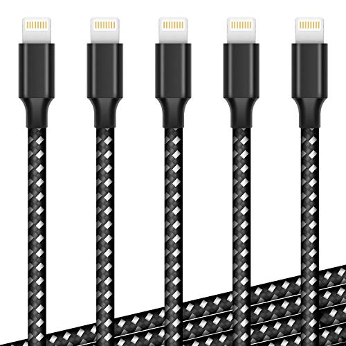 Book Cover Ankoda iPhone Charger Cable, 5PACK (3/3/6/6/10FT) Fast Lightning Cable Charging Cord Compatible with iPhone 11 Pro XS Max XR X 8 7 6S 6 Plus 5S iPad