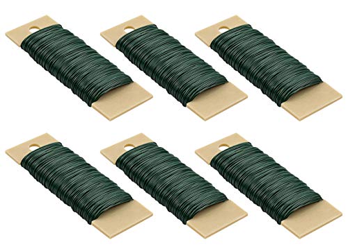 Foraineam 6-Pack 228 Yards 22 Gauge Green Floral Wire Flexible Paddle Wire for Crafts, Wreaths, Garland and Floral Arrangements