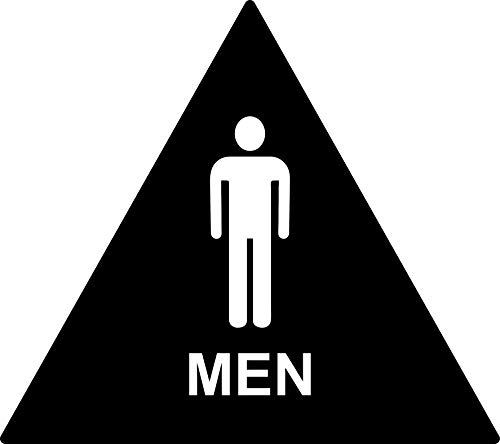 ADA Compliant Men Restroom Sign, Triangle Geometric Door Sign (Black)