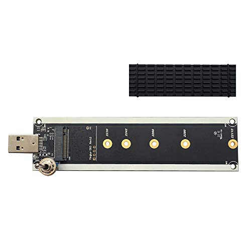 NVME to USB Adapter,USB3.1 Gen 2 M.2 PCIe M Key SSD to Type-A Card, M.2 22110 ssd Reader, with m.2 Heat Sink and Toggle Switch