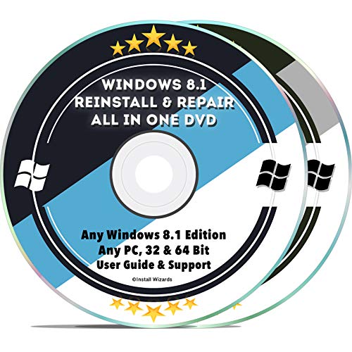 Windows 8.1 Repair & Reinstall Disc Set: Recovery Reboot Restore Fix Factory Reset - Basic or Professional 32 & 64 Bit PC Computer + Drivers Install 2019 (2 DVD Set)