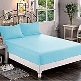 Elegant Comfort Premium Hotel Quality 1-Piece Fitted Sheet, Softest Quality Microfiber - Deep Pocket up to 16 inch, Wrinkle and Fade Resistant, Twin/Twin XL, Aqua Blue