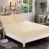 Elegant Comfort 1500 Premium Hotel Quality 1-Piece Fitted Sheet, Softest Quality Microfiber - Deep Pocket up to 16 inch, Wrinkle and Fade Resistant, King, Cream