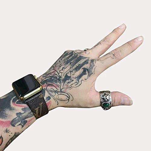 PU Vegan Leather Watch Band Brown Flower Printed Strap Ceplacement for 44mm / 40mm Apple iWatch Series 4 (Brown Flower, 44mm)
