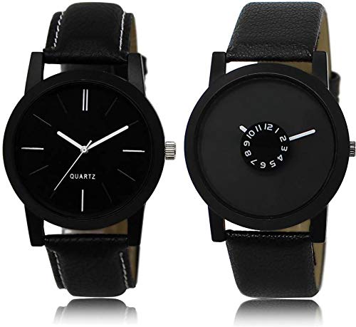 R P S Fashion Analogue Black Dial Men's Watch, Pack of 2