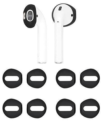 Book Cover IiEXCEL (Fit in Case) 4 Pairs Replacement Super Thin Slim Silicone Earbuds Ear Tips and Covers Skin Accessories for Apple AirPods or EarPods Headphones (Fit in Charging Case) (Black)