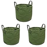 GearTaker Bulk Bags Canvas Garden Waste Bags Reusable and Collapsible Lawn Leaf Container 33 Gallons Super Sack with Handles - 3 Packs (Army Green)