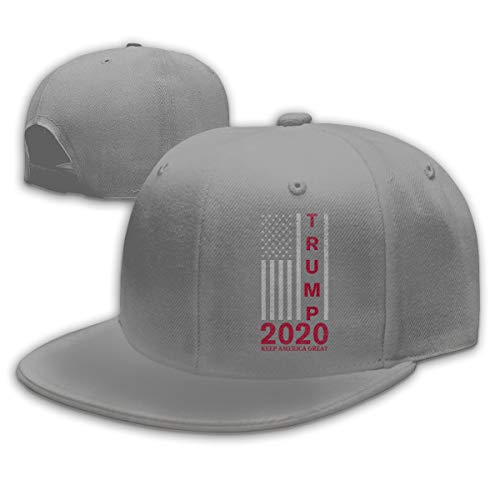 Trump 2020 Keep America Great Unisex Snapback Adjustable Flat Bill Baseball Cap Gray