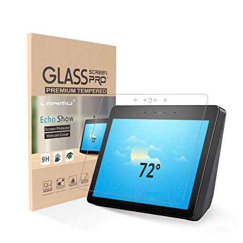 LANMU Echo Show Screen Protector,Tempered Glass Screen Protectors for Echo Show (2nd Gen),Echo Show Accessories (Pack of 2)