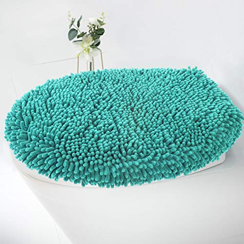MAYSHINE Seat Cloud Bath Washable Shaggy Microfiber Standard Toilet Lid Covers for Bathroom -Turquoise