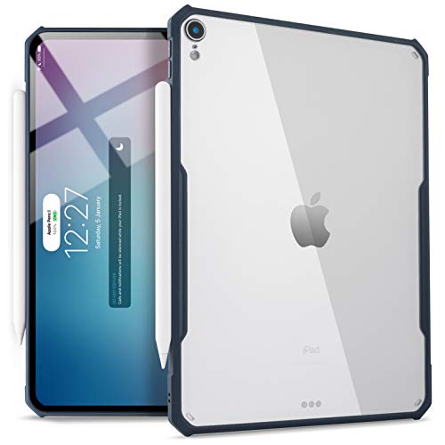 iPad Pro 12.9-inch (2018 Release, 3rd Generation) Ultra-Slim Clear Case, Supports Apple Pencil Wireless Charging [Absorbs Shock] Flexible TPU, Lightweight by (Navy Blue)