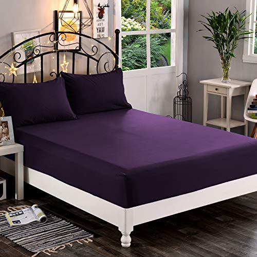 Book Cover Premium Hotel Quality 1-Piece Fitted Sheet, Luxury & Softest 1500 Thread Count Egyptian Quality Bedding Fitted Sheet Deep Pocket up to 16inch, Wrinkle and Fade Resistant, King, Eggplant-Purple