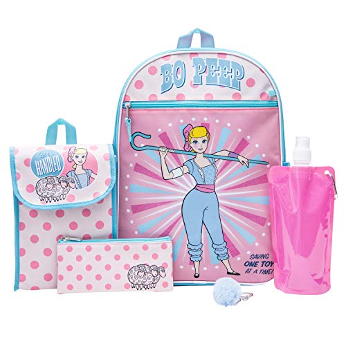 Toy Story Backpack Combo Set - Disney Pixar Toy Story Girls' 6 Piece Backpack Set - Bo Peep & Buzz Lightyear Backpack & Lunch Kit (Light Pink)