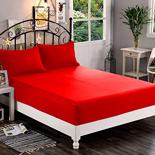 Book Cover Premium Hotel Quality 1-Piece Fitted Sheet, Luxury & Softest 1500 Thread Count Egyptian Quality Bedding Fitted Sheet Deep Pocket up to 16inch, Wrinkle and Fade Resistant, Queen, Red