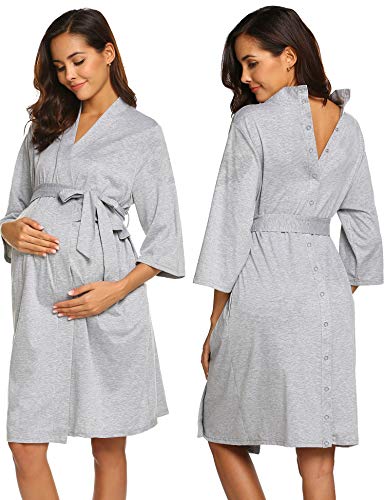 Ekouaer Maternity Robe, Labor Delivery Hospital Gown Nursing Nightgowns Bathrobe