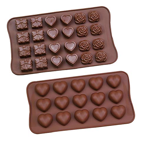 Silicone Heart Mold, Rose Flower Silicone Chocolate Candles Cake Baking Mold Ice Cubes Tray for Birthday Engagement Anniversary Wedding