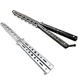 Butterfly knife, 2 Pack Practice Knives Trainer Martial Arts Practice Swords Steel Metal Folding Training Knife Tool Unsharpened for Men Boys Kids CSGO