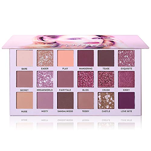 CHARMCODE 18 Colors Aromas Nude Eyeshadow Palette, Mauve Pink Shimmer Matte Reflective Glitter Eye Shadow, High Pigmented Long Lasting Makeup Pallet Gift Kit
