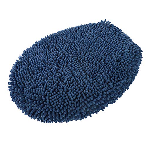 Book Cover MAYSHINE Seat Cloud Bath Washable Shaggy Microfiber Standard Toilet Lid Covers for Bathroom -Dark Blue