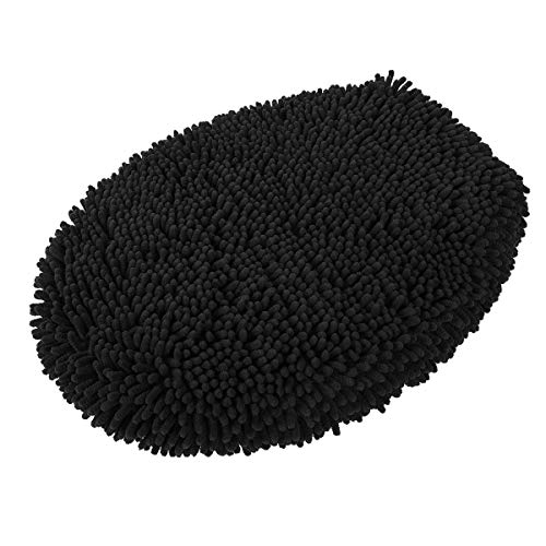 MAYSHINE Seat Cloud Bath Washable Shaggy Microfiber Standard Toilet Lid Covers for Bathroom -Black