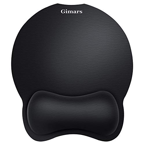 Gimars Upgrade Round Smooth Superfine Fibre Memory Foam Mouse Pad Wrist Rest Support - Ergonomic Mousepad with Nonslip Base for Laptop, Computer, Gaming, Office - Comfortable for Typing & Pain Relief