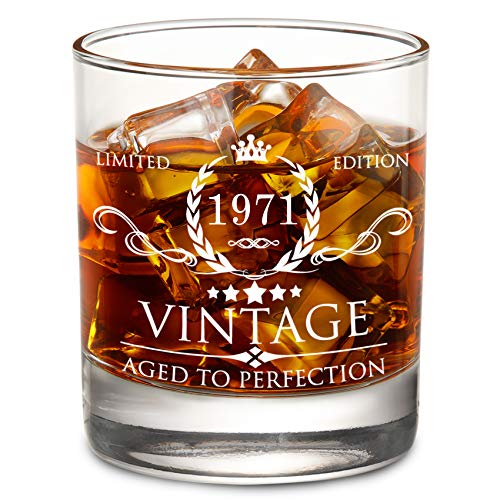 AOZITA 50th Birthday Gifts for Men - 50th Birthday Decorations for Men, Party Supplies - 50th Anniversary Gifts Ideas for Him, Dad, Husband, Friends - 11oz Whiskey Glass