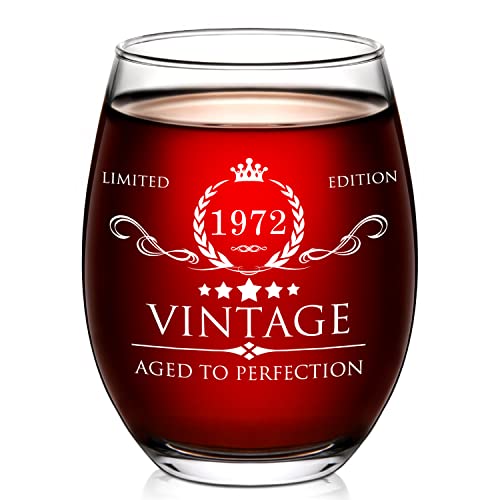 AOZITA 50th Birthday Gifts for Women and Men - 15oz Wine Glass - 50th Birthday Decorations for Women - 50th Anniversary Ideas for Her, Mom, Dad, Husband, Wife - 50 Years Gifts