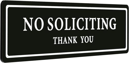 No Soliciting Sign for House, Strong Self-Adhesive No Soliciting Signs for Home, 8.2” x 2.4” Premium Durable No Soliciting Sign for Door/Wall/Window, Keeping the Solicitors Away from Your Home